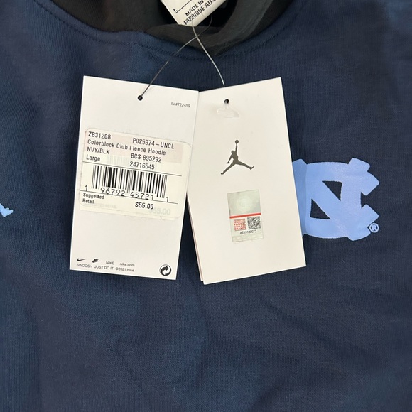 New With Tags. Nike Blue and Black Hoodie with UNC Logo - Picture 4 of 4
